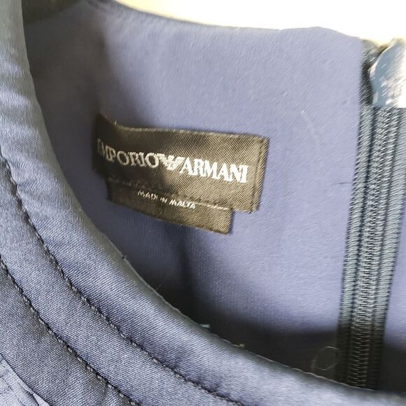 Emporio armani Women's Navy Blue Textured Zip Up Designer Elegant Chic Dress XS - Picture 9 of 10